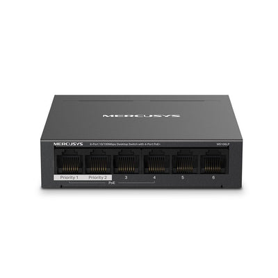 Mercusys MS106LP switch di rete Gestito Fast Ethernet (10/100) Supporto Power over Ethernet (PoE) Nero [MS106LP]