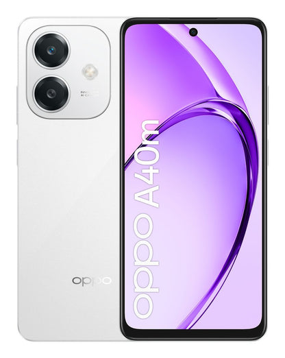 OPPO A40M Smartphone, Fotocamera AI 50MP, Selfie 5MP, Display 6.67 90HZ LCD HD+, 5100mAh, RAM 16 GB (8+8) + ROM 256GB, IP54, [Versione Italia], Starlight White [110010347675]