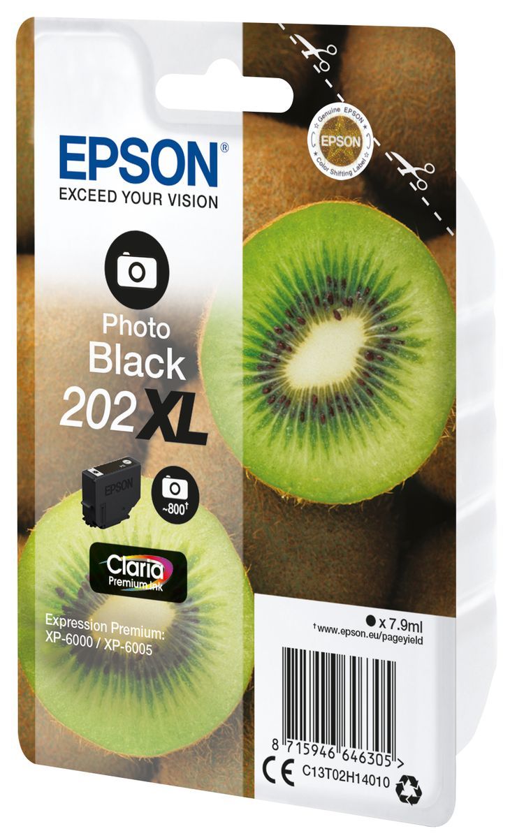 Epson Kiwi Singlepack Photo Black 202XL Claria Premium Ink [C13T02H14010]