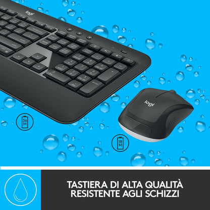 Logitech MK540 Advanced Combo Tastiera e Mouse Wireless per Windows, Ricevitore USB Unifying 2,4 GHz, Tasti di Scelta Rapida Multimediali, Durata Batteria di 3 Anni, per PC, Laptop [920-008679]