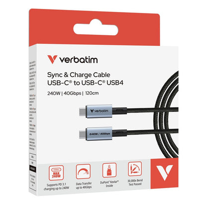 VERBATIM SYNC CHARGE CABLE USB-C 240W 40GBPS 1,2M [31847]