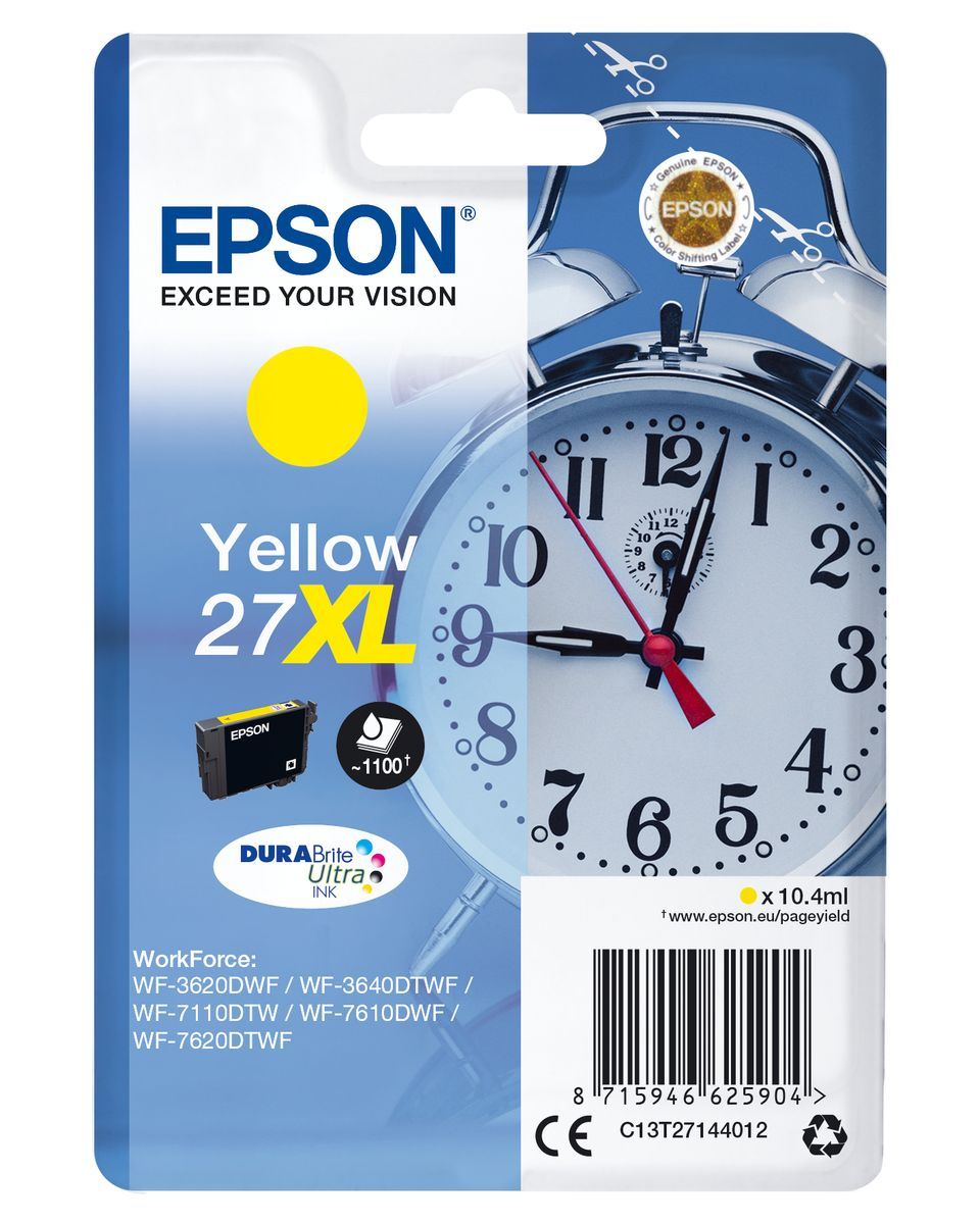 Epson Alarm clock Singlepack Yellow 27XL DURABrite Ultra Ink [C13T27144012]