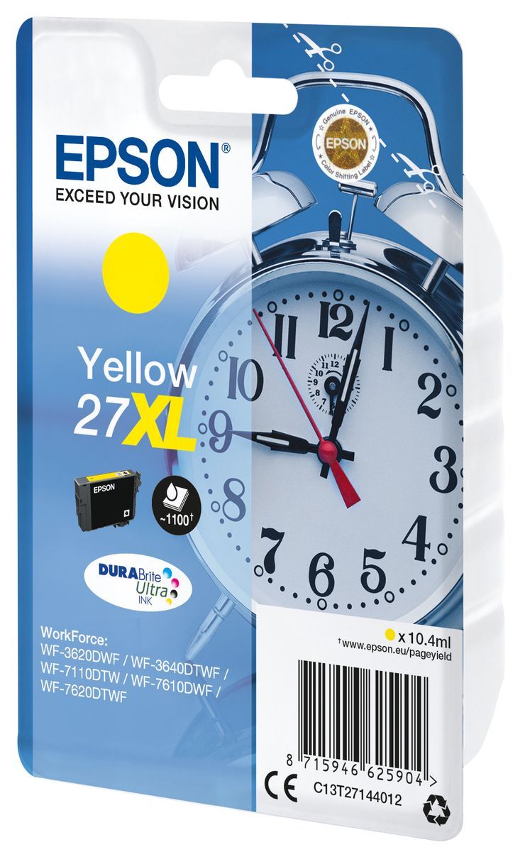 Epson Alarm clock Singlepack Yellow 27XL DURABrite Ultra Ink [C13T27144012]
