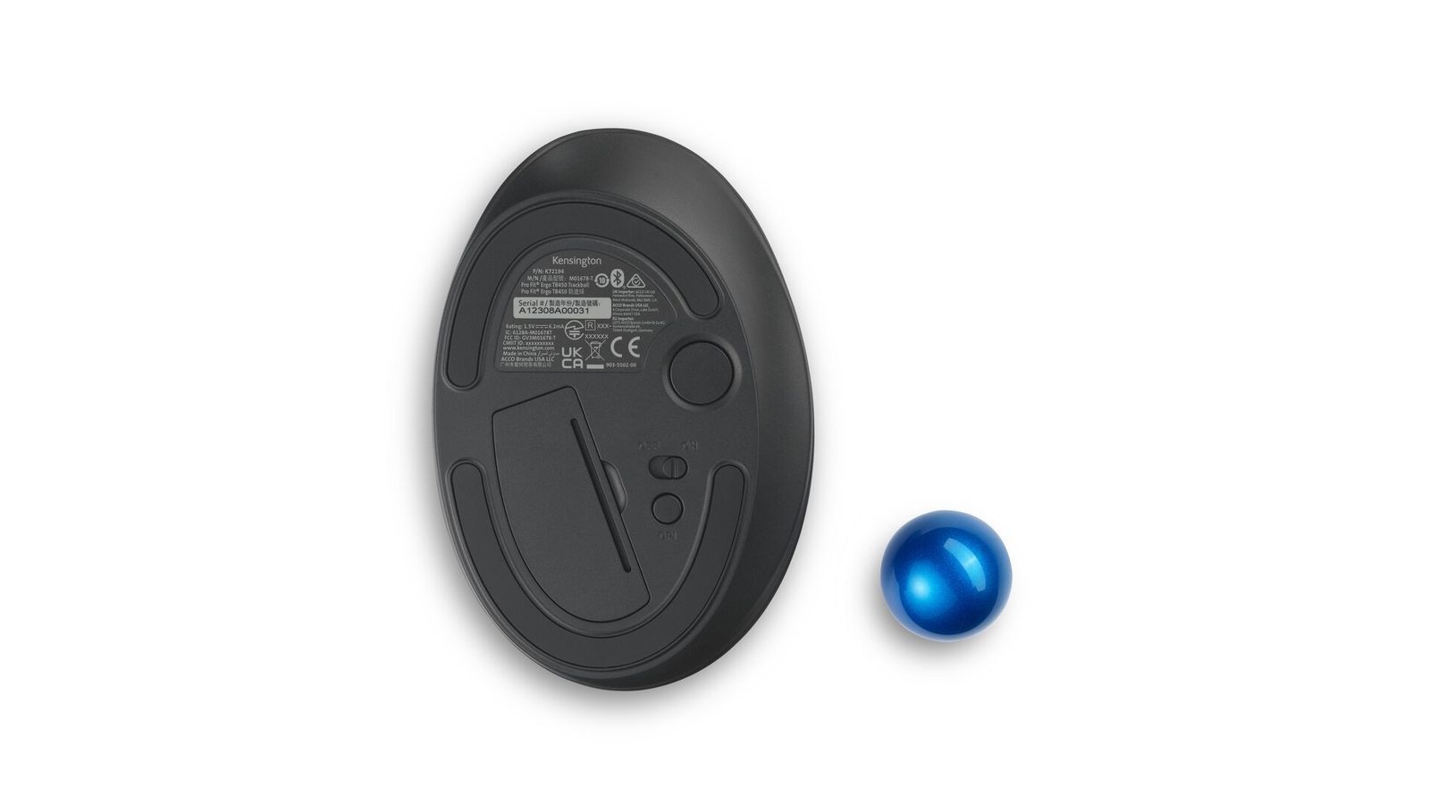 Kensington Pro Fit Ergo TB450 mouse Ufficio Mano destra RF senza fili + Bluetooth Trackball 1600 DPI [K72194WW]