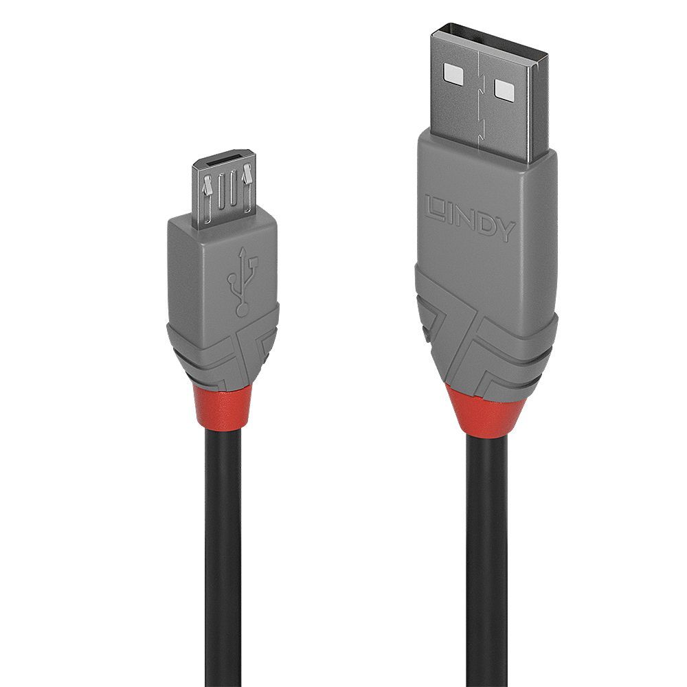 Lindy 36732 cavo USB 1 m USB 2.0 USB A Micro-USB B Nero, Grigio [LINDY36732]