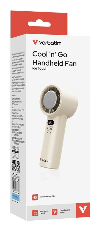 VERBATIM COOLNGO ICETOUCH HANDHELD FAN WHI/SILV [32343]
