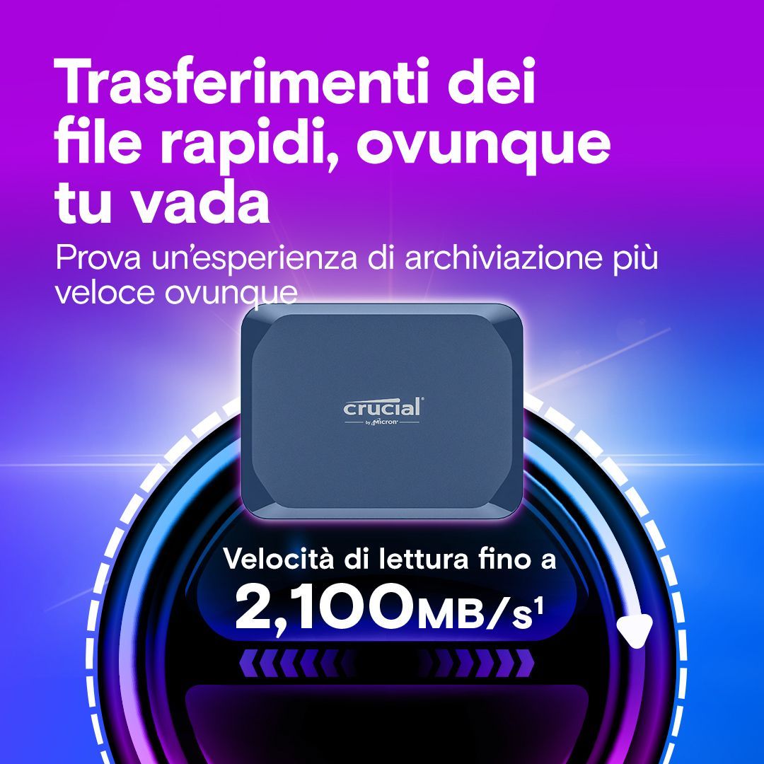 CRUCIAL X10 1TB PORTABLE SSD CRITTOGRAFATO [CT1000X10SSD9]