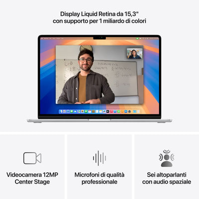 Apple MacBook Air 15'' M4 chip 10-core CPU 10-core GPU, 16GB, 256GB SSD - Argento [MW1G3T/A]