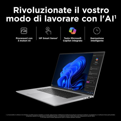 HP ZBook Studio 16 G11 Intel Core Ultra 9 185H Workstation mobile 40,6 cm (16") WQUXGA 32 GB DDR5-SDRAM 1 TB SSD NVIDIA GeForce RTX 4070 Wi-Fi 7 (802.11be) Windows 11 Pro Argento [98L28ET#ABZ]