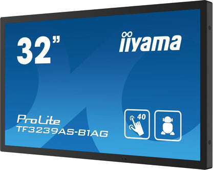 iiyama TF3239AS-B1AG visualizzatore di messaggi Pannello piatto per segnaletica digitale 80 cm (31.5") LED 500 cd/m 2.4K Ultra HD Nero Touch screen Processore integrato Android 24/7 [TF3239AS-B1AG]
