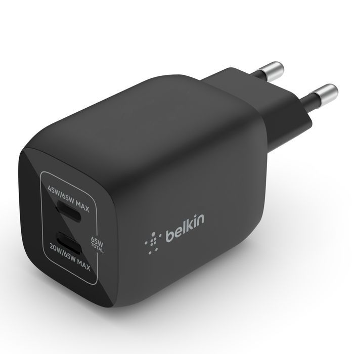 Belkin CARICABATTERIE DA PARETE DOPPIO GAN USB-C PPS 65W [WCH013VFBK]