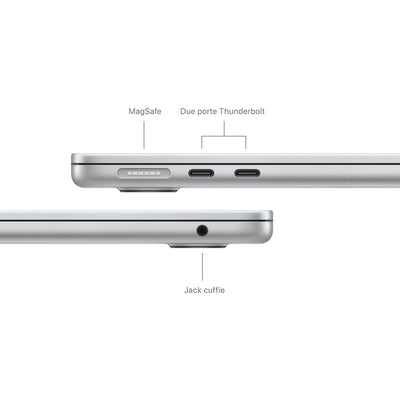 Apple MacBook Air 13": Chip M2 con CPU 8-core e GPU 8core, 256GB SSD - Argento [MC7V4T/A]