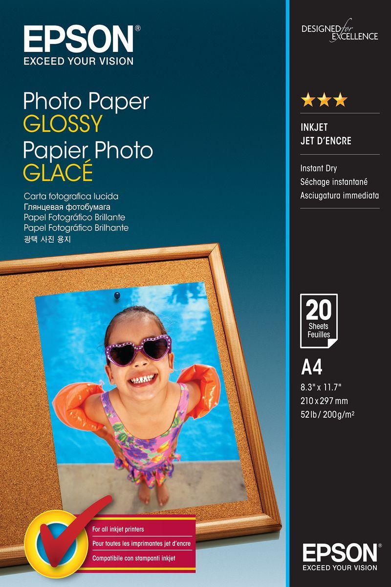 Epson Photo Paper Glossy - A4 - 20 Fogli [C13S042538]