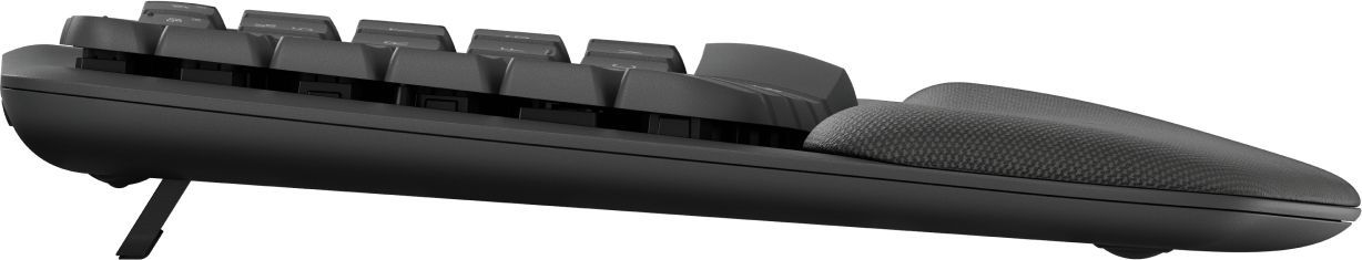 Logitech Wave Keys for Business, tastiera wireless ergonomica con supporto per i polsi imbottito, tecnologia Secure Logi Bolt, Bluetooth, compatibile con Windows/Mac/Chrome/Linux - Grafite [920-012330]