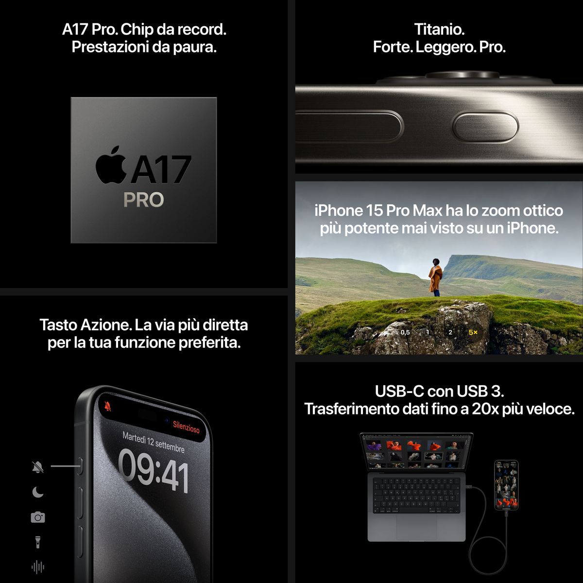 Apple iPhone 15 Pro 1TB Titanio Naturale [MTVF3QL/A]
