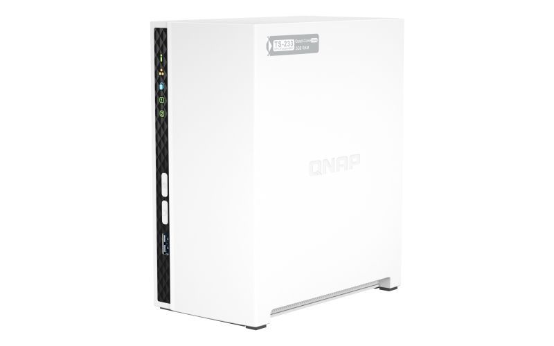 QNAP TS-233 server NAS e di archiviazione Tower ARM Cortex-A55 2 GB 0 TB QNAP QTS Bianco [TS-233]