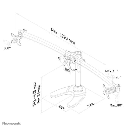 Neomounts FPMA-D700DD3 Supporto per monitor 10-27" [FPMA-D700DD3]