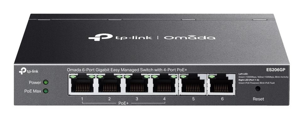 TP-Link Omada ES206GP switch di rete Gestito Gigabit Ethernet (10/100/1000) Supporto Power over Ethernet (PoE) Nero [ES206GP]