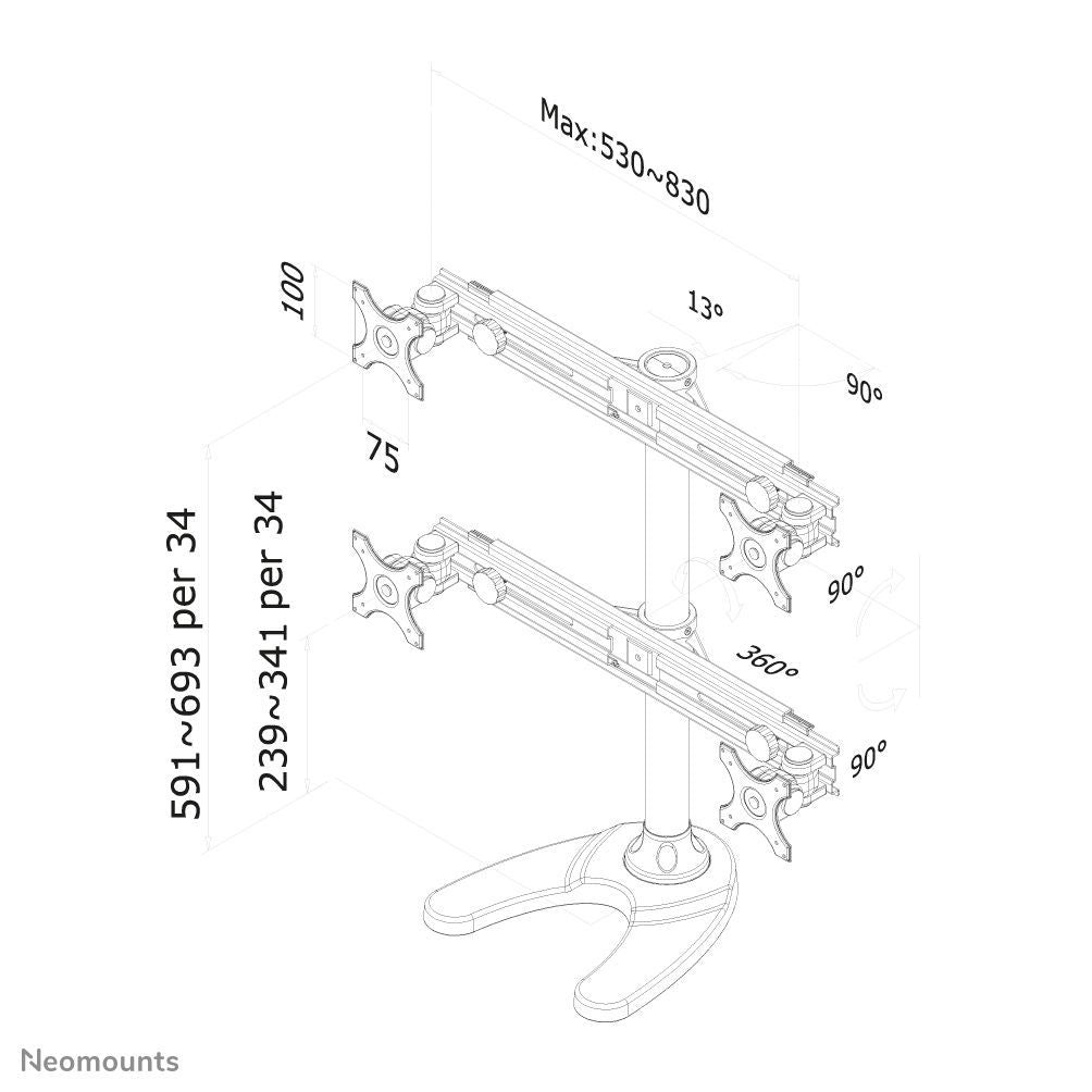 Neomounts FPMA-D700DD4 Supporto per monitor 19-30" [FPMA-D700DD4]