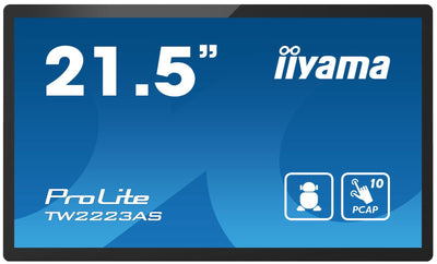 iiyama TW2223AS-B2 visualizzatore di messaggi Pannello piatto interattivo 54,6 cm (21.5") Wi-Fi 400 cd/m Full HD Nero Touch screen Processore integrato Android 12 24/7 [TW2223AS-B2]