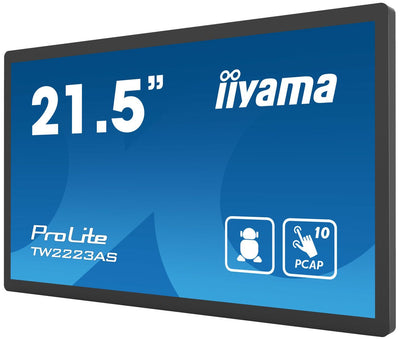 iiyama TW2223AS-B2 visualizzatore di messaggi Pannello piatto interattivo 54,6 cm (21.5") Wi-Fi 400 cd/m Full HD Nero Touch screen Processore integrato Android 12 24/7 [TW2223AS-B2]