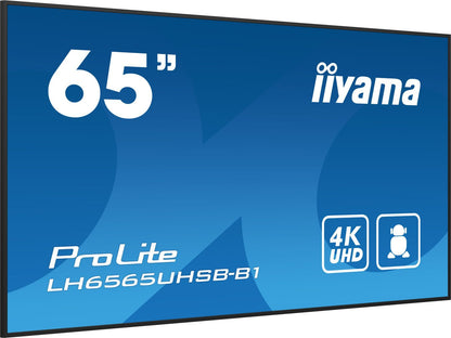 iiyama LH6565UHSB-B1 visualizzatore di messaggi Design chiosco 163,8 cm (64.5") LED Wi-Fi 800 cd/m 4K Ultra HD Nero Processore integrato Android 11 24/7 [LH6565UHSB-B1]