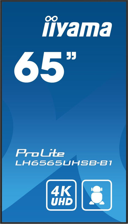 iiyama LH6565UHSB-B1 visualizzatore di messaggi Design chiosco 163,8 cm (64.5") LED Wi-Fi 800 cd/m 4K Ultra HD Nero Processore integrato Android 11 24/7 [LH6565UHSB-B1]