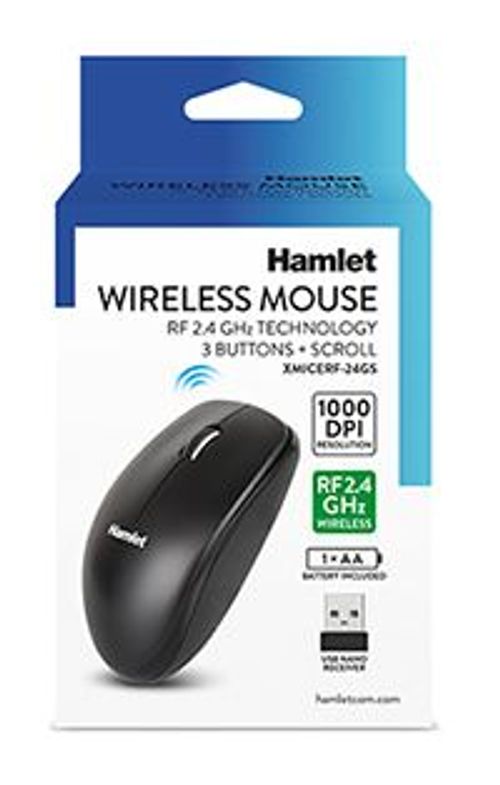 Hamlet XMICERF-24GS mouse Universale Ambidestro RF Wireless + USB Type-A Ottico 1000 DPI [XMICERF-24GS]