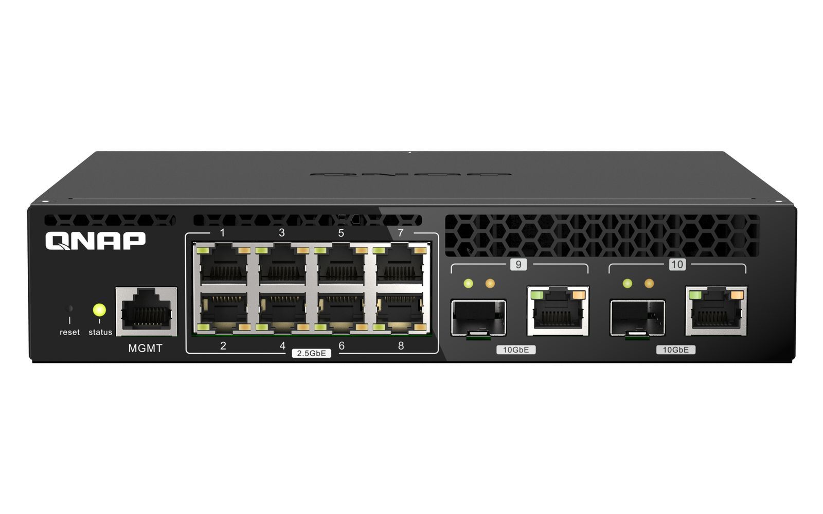 QNAP QSW-M2108R-2C switch di rete Gestito L2 2.5G Ethernet (100/1000/2500) Supporto Power over Ethernet (PoE) Nero [QSW-M2108R-2C]