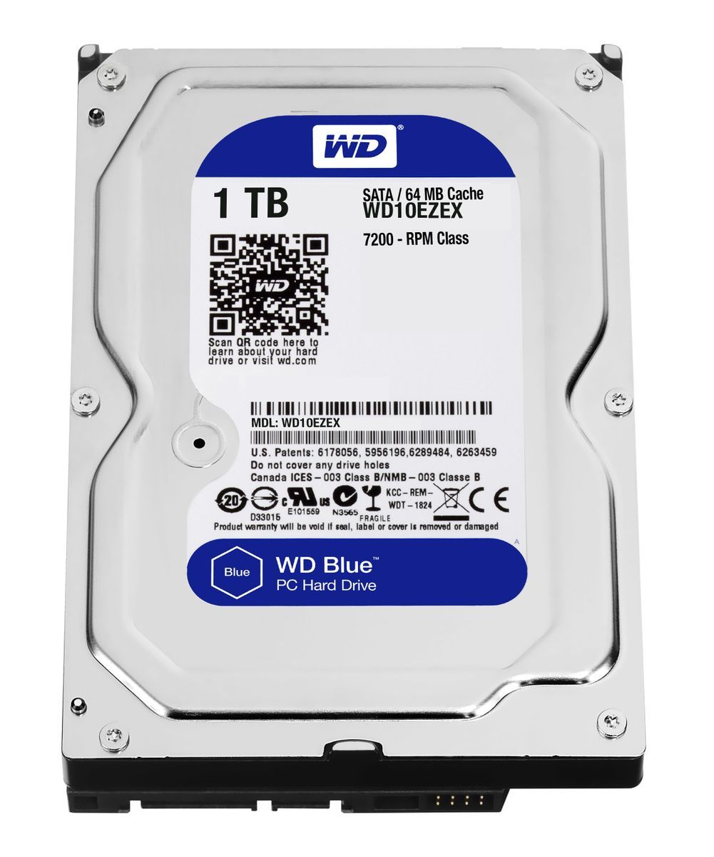 Western Digital Blue disco rigido interno 1 TB 7200 Giri/min 64 MB 3.5" Serial ATA III [WD10EZEX]
