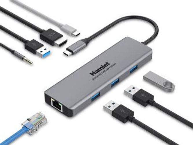 Hamlet HDKC-PD200U replicatore di porte e docking station per notebook Cablato USB 3.2 Gen 1 (3.1 Gen 1) Type-C Grigio [HDKC-PD200U]