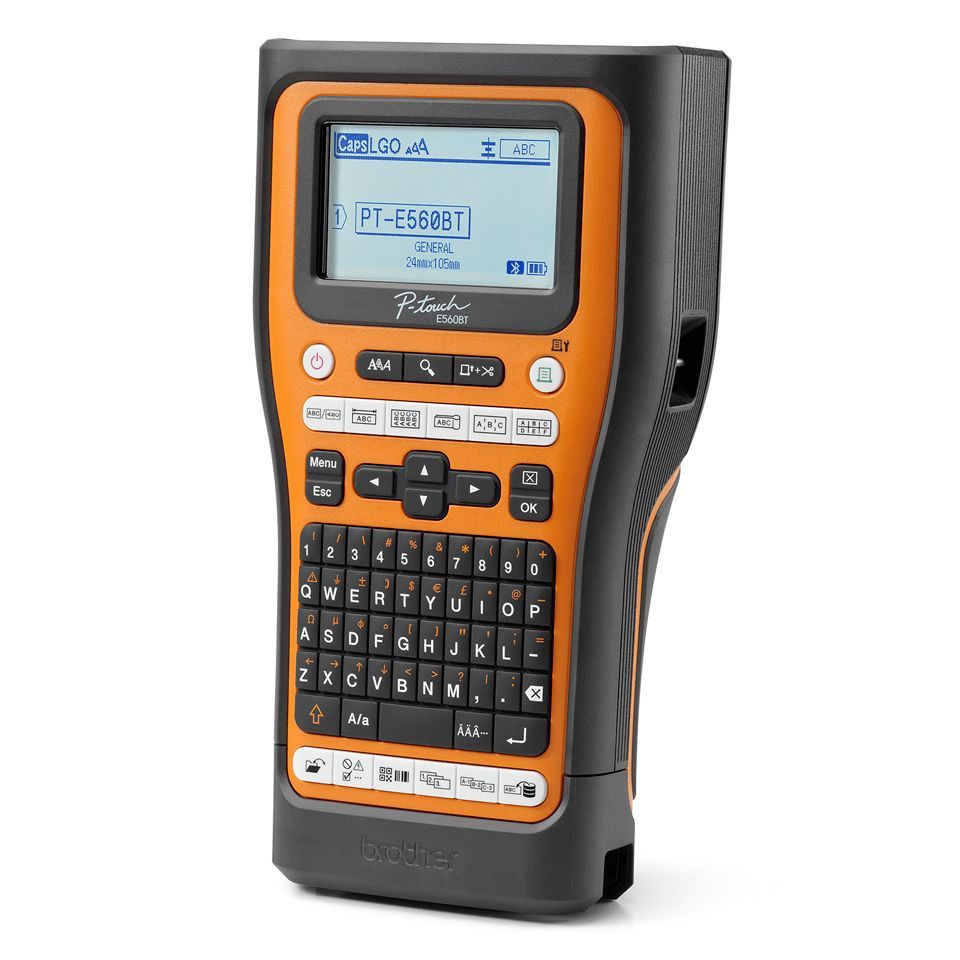 Brother PTE560BTVPQL1 stampante per etichette (CD) Trasferimento termico 180 x 180 DPI 20 mm/s Con cavo e senza cavo HSE/TZe Bluetooth QWERTY [PTE560BTVPQL1]