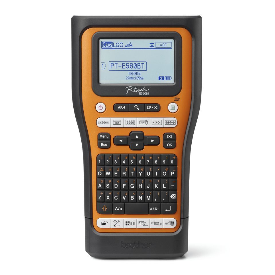 Brother PTE560BTVPQL1 stampante per etichette (CD) Trasferimento termico 180 x 180 DPI 20 mm/s Con cavo e senza cavo HSE/TZe Bluetooth QWERTY [PTE560BTVPQL1]