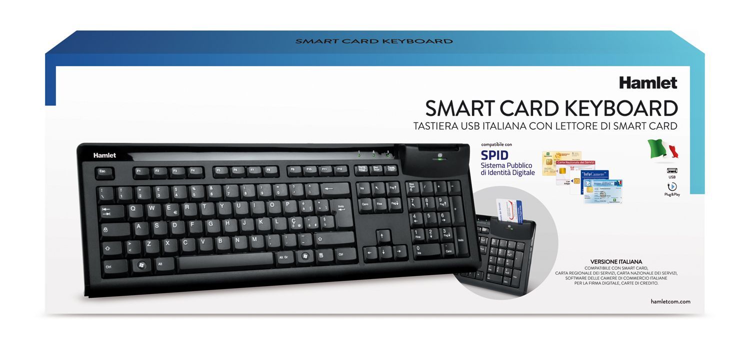 Hamlet Smart Card Keyboard tastiera usb professionale con lettore smart card integrato [XKKITASCR]