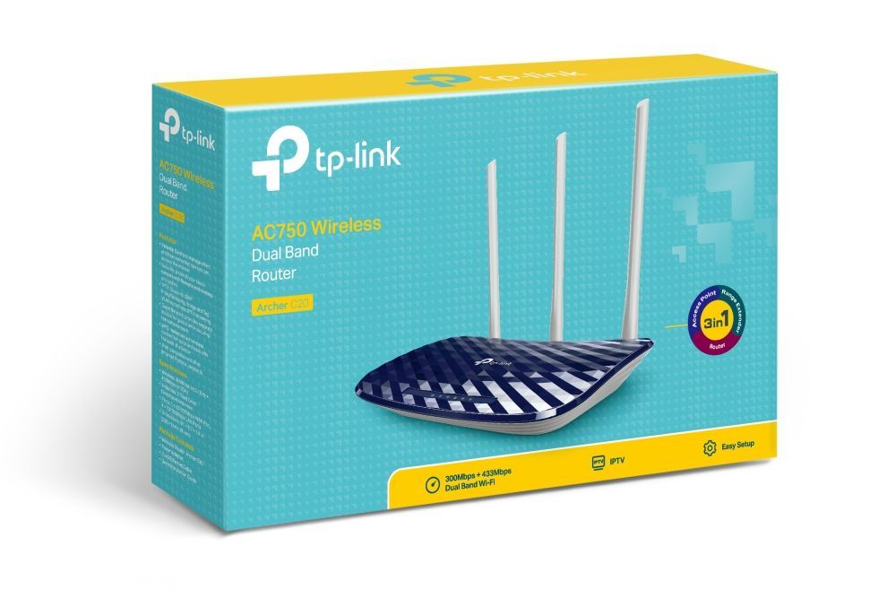 TP-Link AC750 router wireless Fast Ethernet Dual-band (2.4 GHz/5 GHz) Nero, Bianco [ARCHERC20]