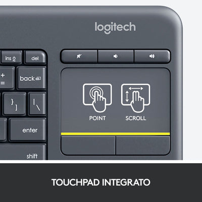 Logitech K400 Plus Tastiera Wireless Touch per tv [920-007135]