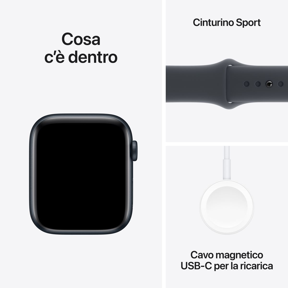Apple Watch SE GPS 44mm Cassa Alluminio Mezzanotte con Mezzanotte Sport Band - M/L [MXEK3QL/A]