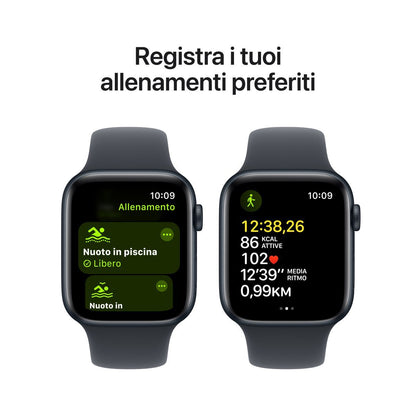 Apple Watch SE GPS 44mm Cassa Alluminio Mezzanotte con Mezzanotte Sport Band - M/L [MXEK3QL/A]