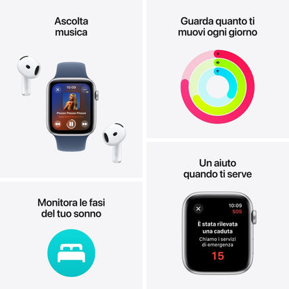 Apple Watch SE GPS 44mm Cassa Alluminio Mezzanotte con Mezzanotte Sport Band - M/L [MXEK3QL/A]