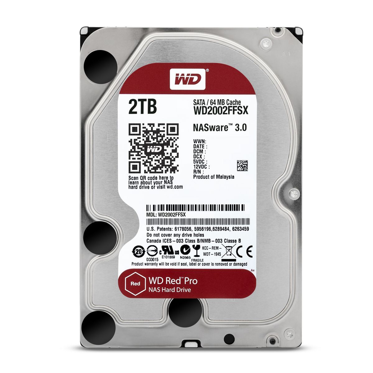 Western Digital Red Pro disco rigido interno 2 TB 7200 Giri/min 64 MB 3.5" Serial ATA III [WD2002FFSX]