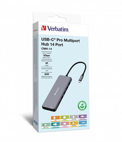Verbatim CMH-14 USB tipo-C 5000 Mbit/s Argento [32154]