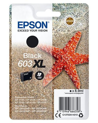 Epson Singlepack Black 603XL Ink [C13T03A14010]