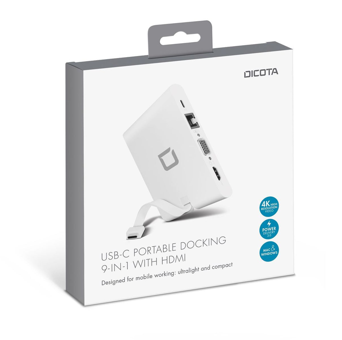 DICOTA D31729 replicatore di porte e docking station per laptop Bianco [D31729]