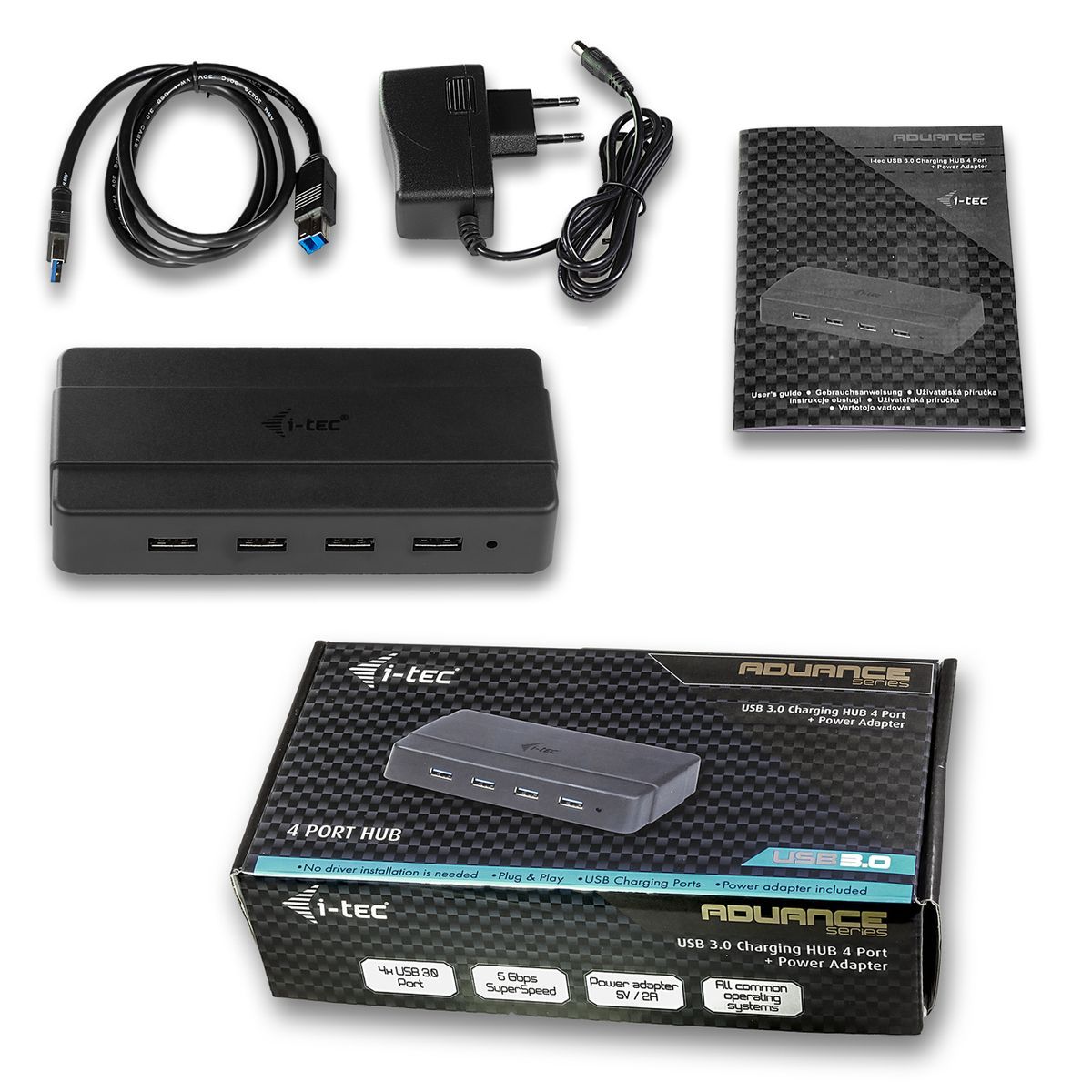 i-tec U3HUB445 hub di interfaccia USB 3.2 Gen 1 (3.1 Gen 1) Type-B 5000 Mbit/s Nero [U3HUB445]
