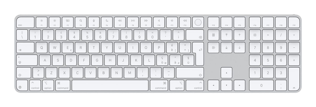 Apple Magic Keyboard con Touch ID e tastierino numerico per Mac con chip (USBC) - Italiano - Tasti bianchi [MXK73T/A]