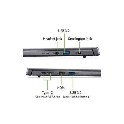 Acer Aspire 14 AI Intel Core Ultra 7 256V Computer portatile 35,6 cm (14") WUXGA 16 GB LPDDR5x-SDRAM 512 GB SSD Wi-Fi 6E (802.11ax) Windows 11 Home Grigio [NX.JFVET.003]