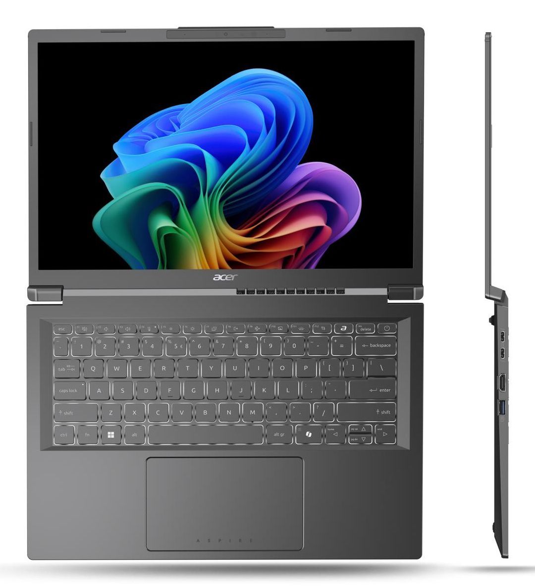 Acer Aspire 14 AI Intel Core Ultra 7 256V Computer portatile 35,6 cm (14") WUXGA 16 GB LPDDR5x-SDRAM 512 GB SSD Wi-Fi 6E (802.11ax) Windows 11 Home Grigio [NX.JFVET.003]