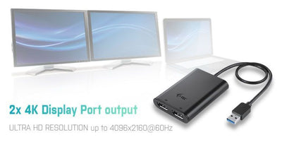 i-tec USB 3.0 / USB-C Dual 4K DP Video Adapter [U3DUAL4KDP]