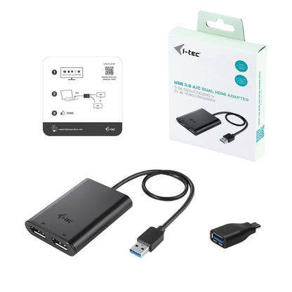 i-tec USB 3.0 / USB-C Dual 4K DP Video Adapter [U3DUAL4KDP]