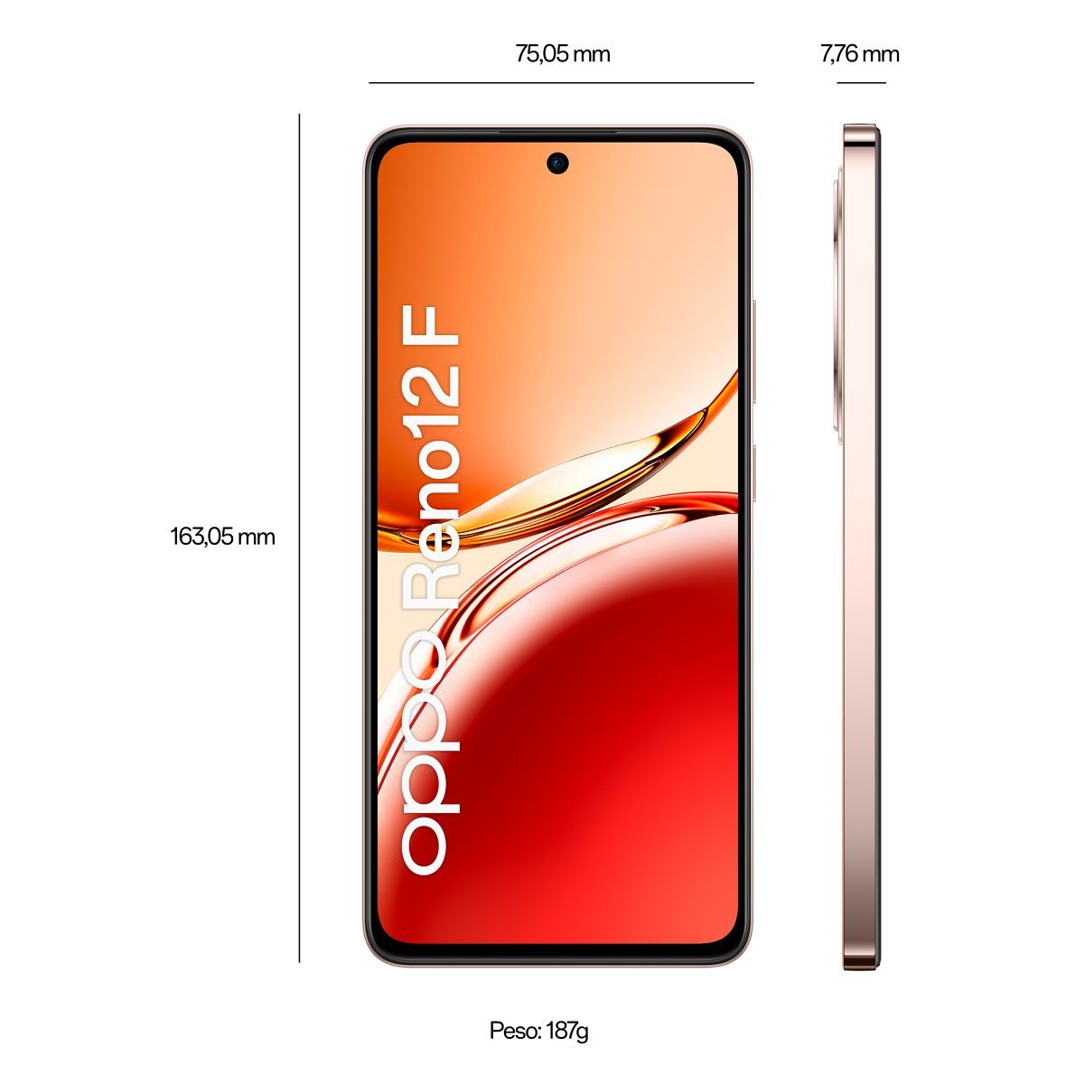 OPPO Reno12 F 4G AI Smartphone, Tripla fotocamera 50+8+2MP, Selfie 32MP, Display 6.67 120HZ AMOLED FHD+, 5000mAh, RAM 16 GB (8+8) + ROM 256GB, [Versione Italia], Amber Orange [0116090287] - ITPartners